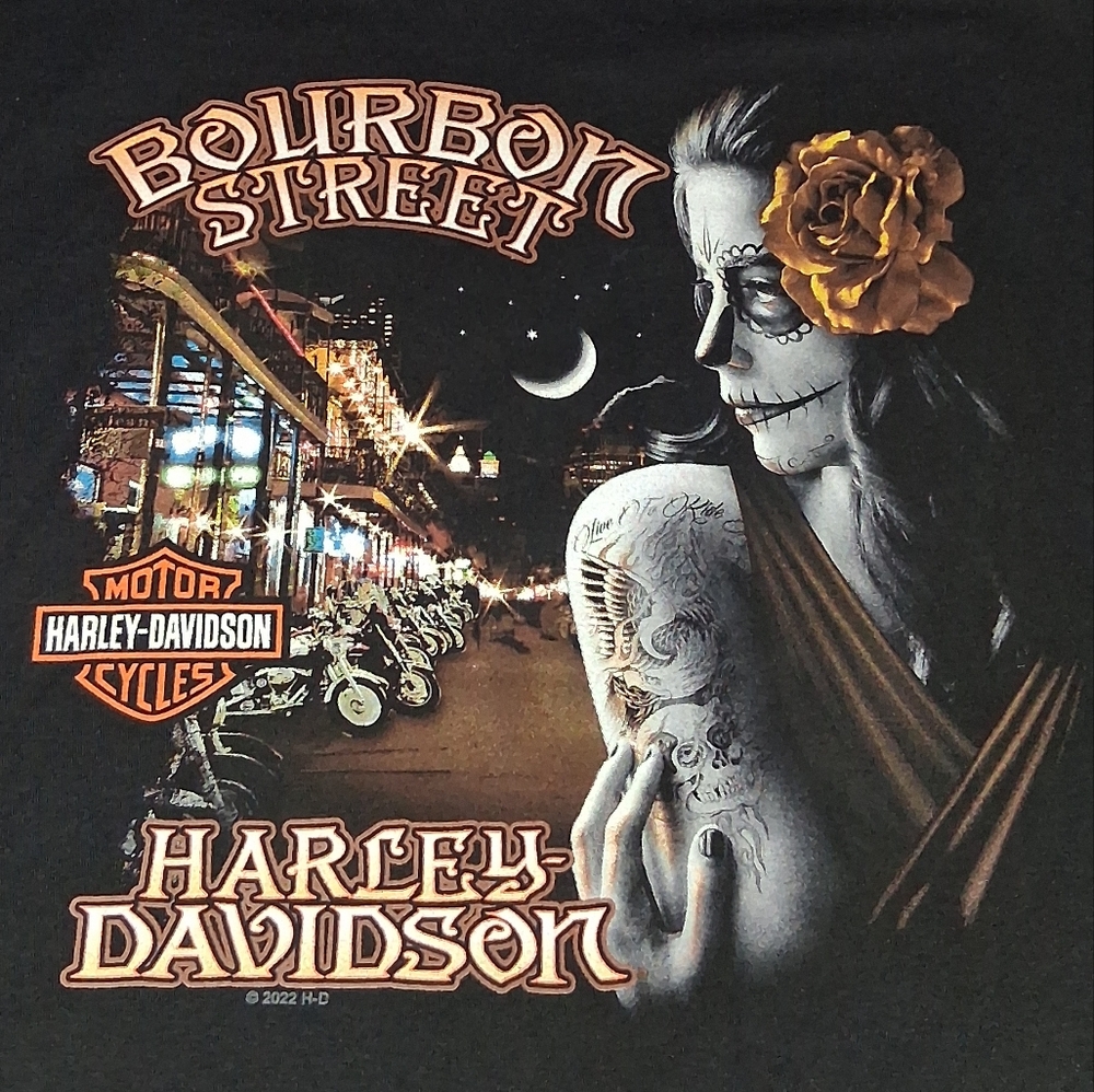 2022 New Orleans Harley Davidson Motorcycles Bourbon Street Shirt Biker Tee
